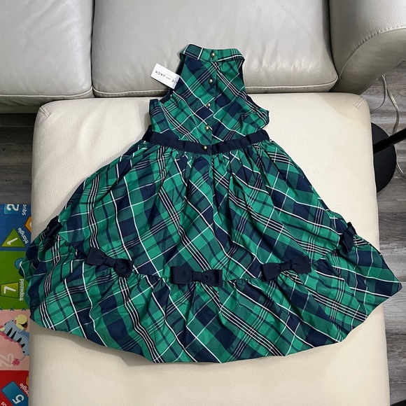 NWT - Janie and Jack Girl’s Ferry Green Tartan Party Dress - Size 5 - Picture 5 of 15